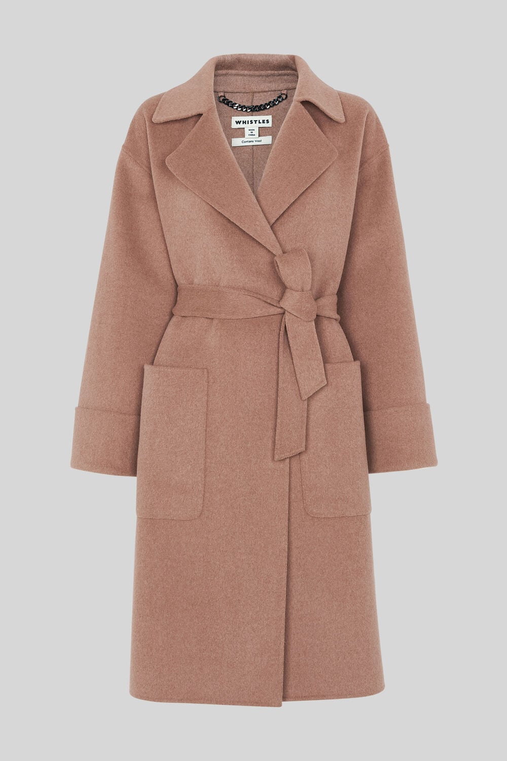 Double Faced Wool Wrap Coat Pale Pink
