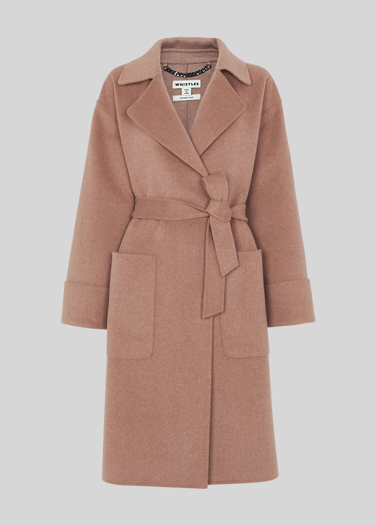 Double Faced Wool Wrap Coat