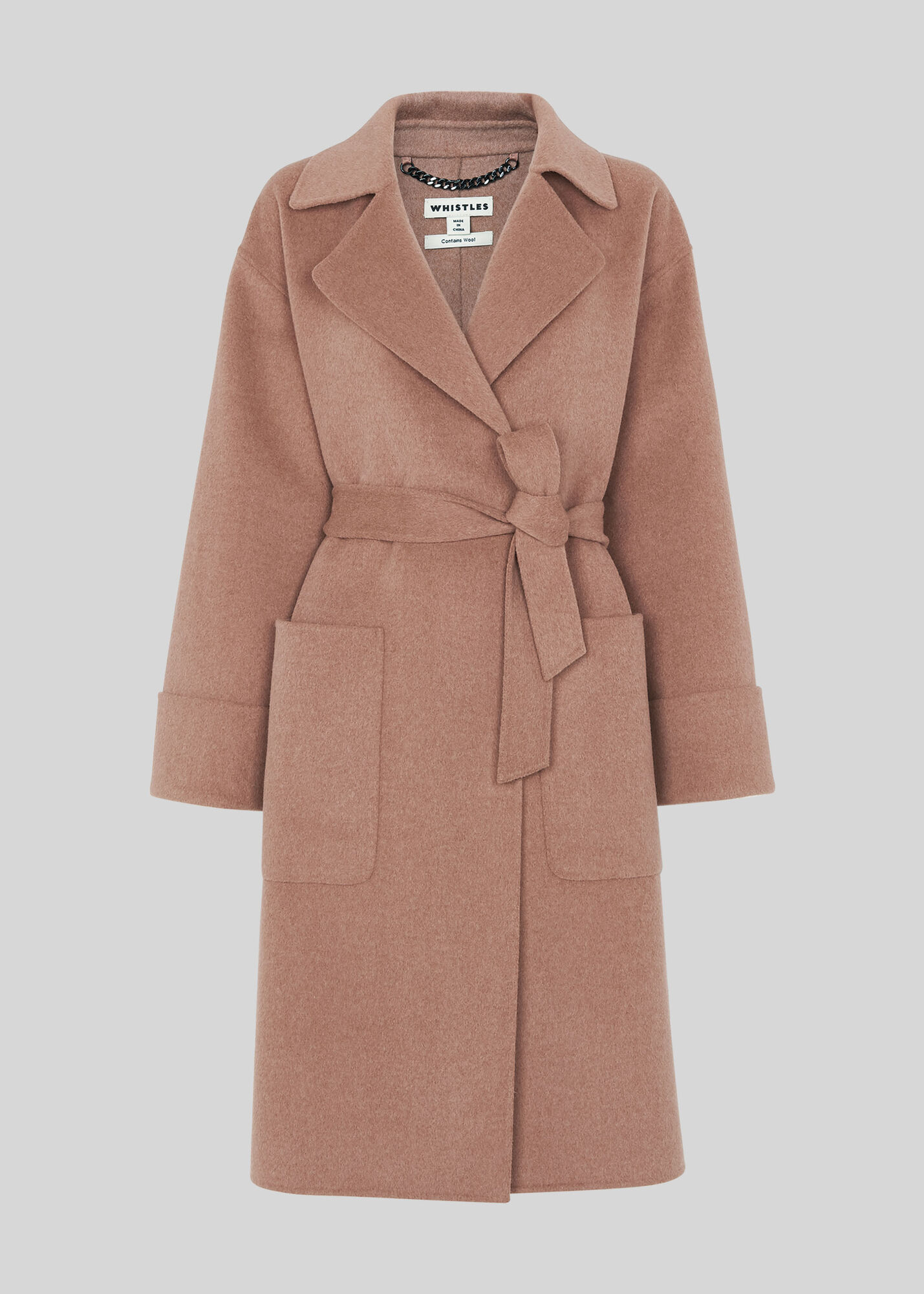Pale Pink Double Faced Wool Wrap Coat WHISTLES Whistles UK
