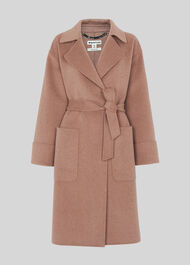 Double Faced Wool Wrap Coat Pale Pink