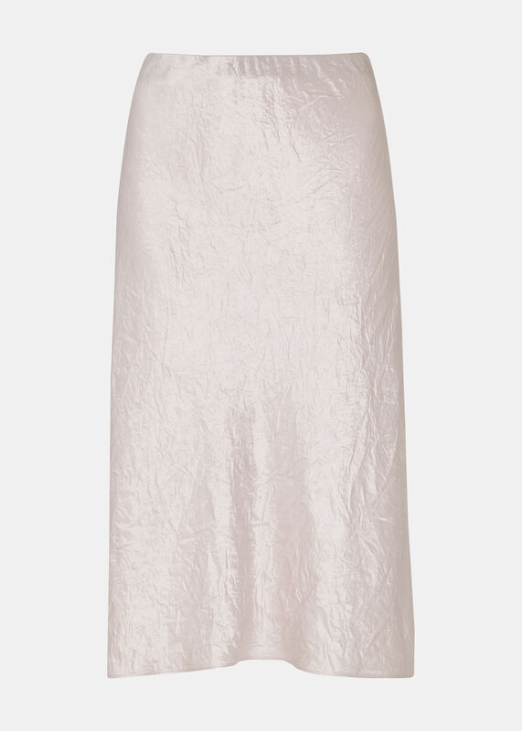 Neutral Satin Knee Length Skirt