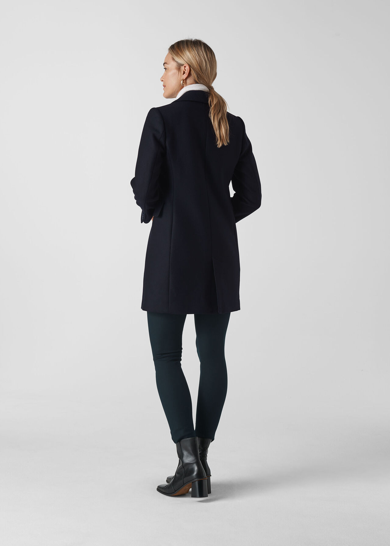 Clara Short Wool Coat Navy