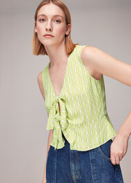 Link Check Tie Front Top