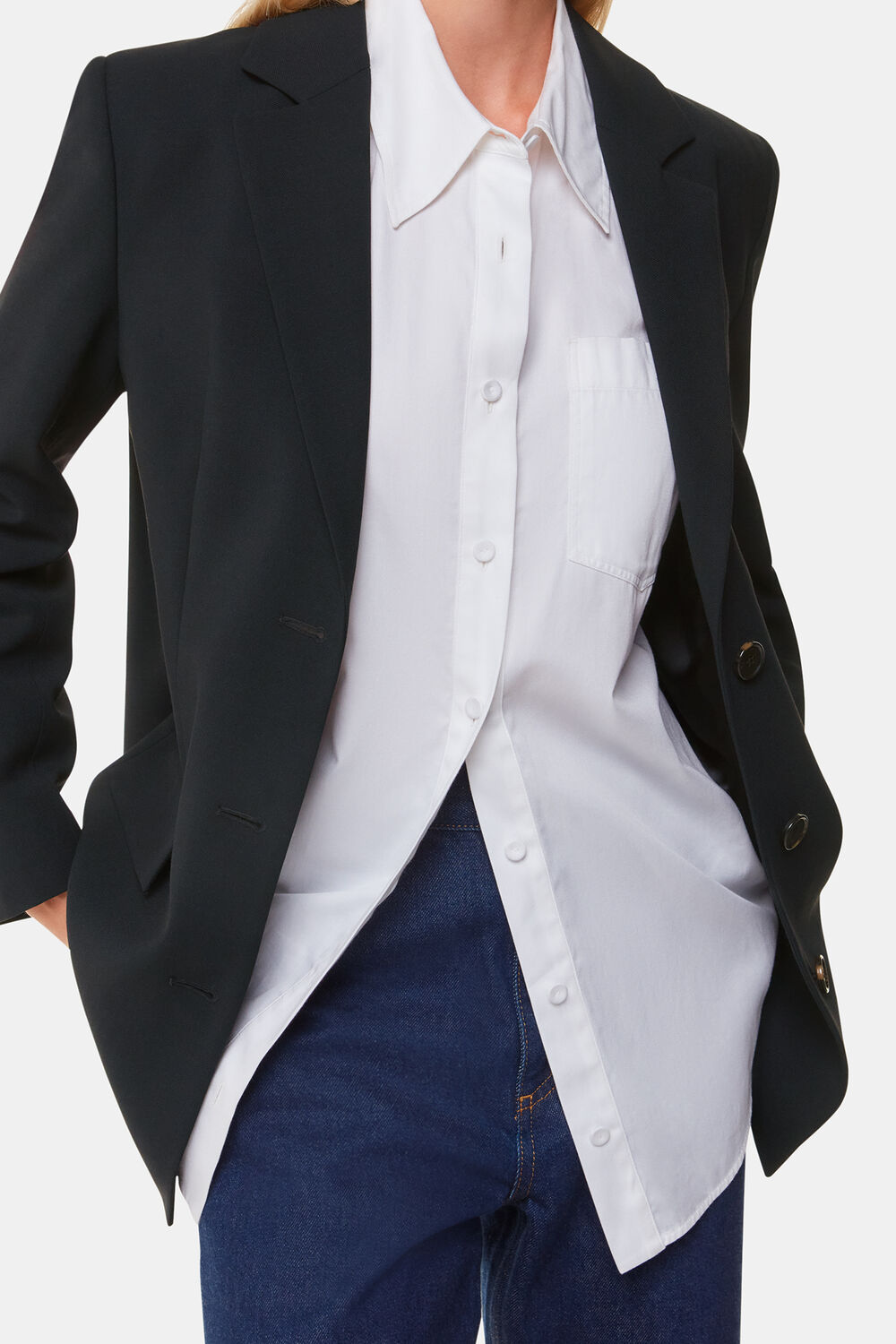 Black Amelie Wool Blend Blazer