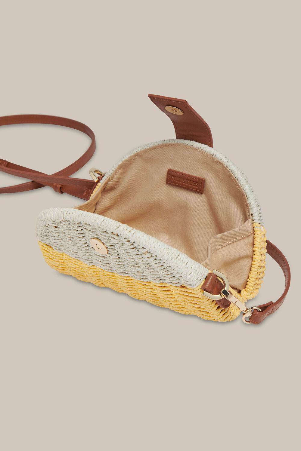 Leo Mini Crossbody Straw Bag Yellow/Multi