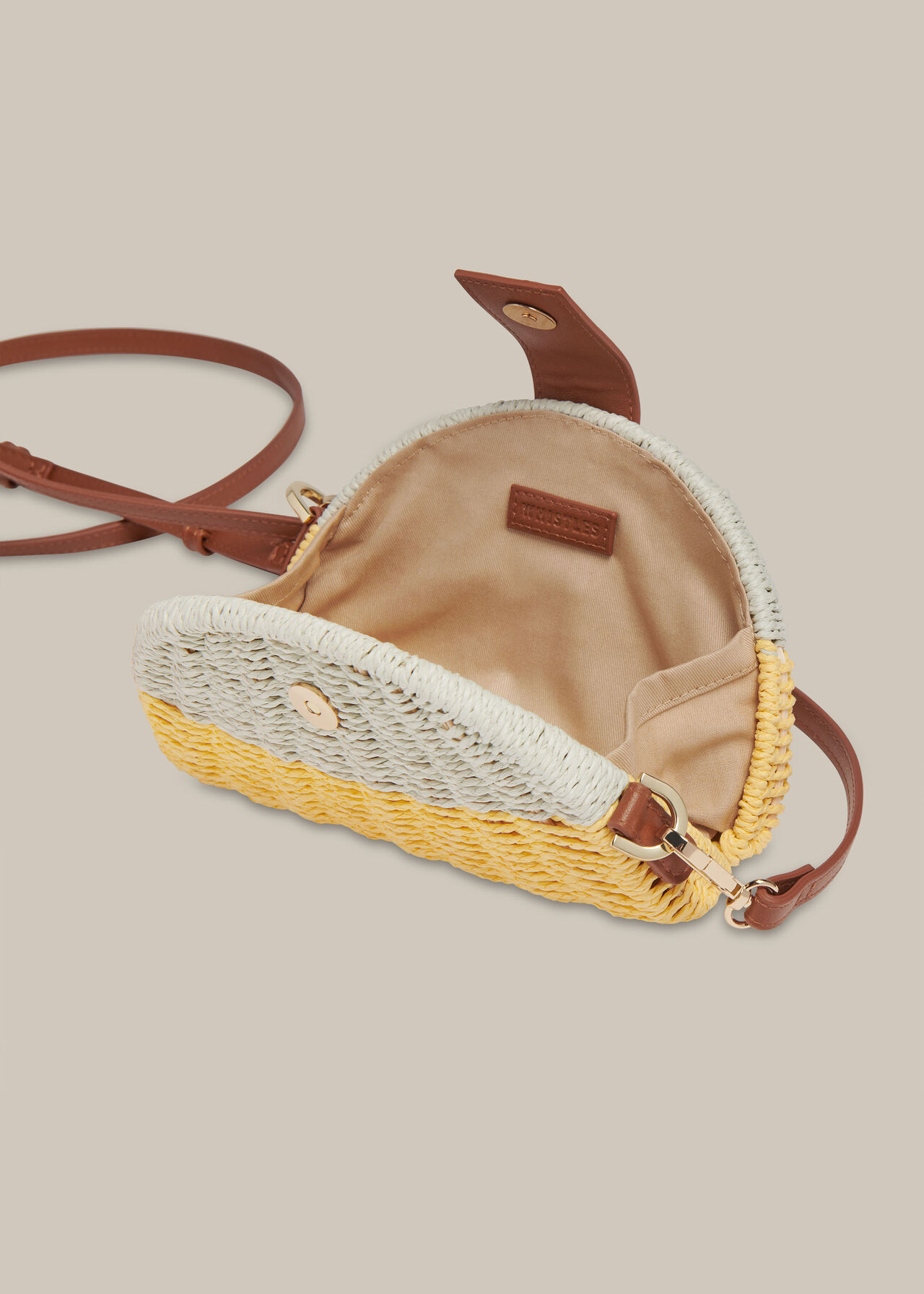 Leo Mini Crossbody Straw Bag Yellow/Multi
