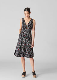 Carrie Print Tie Detail Dress Black/Multi