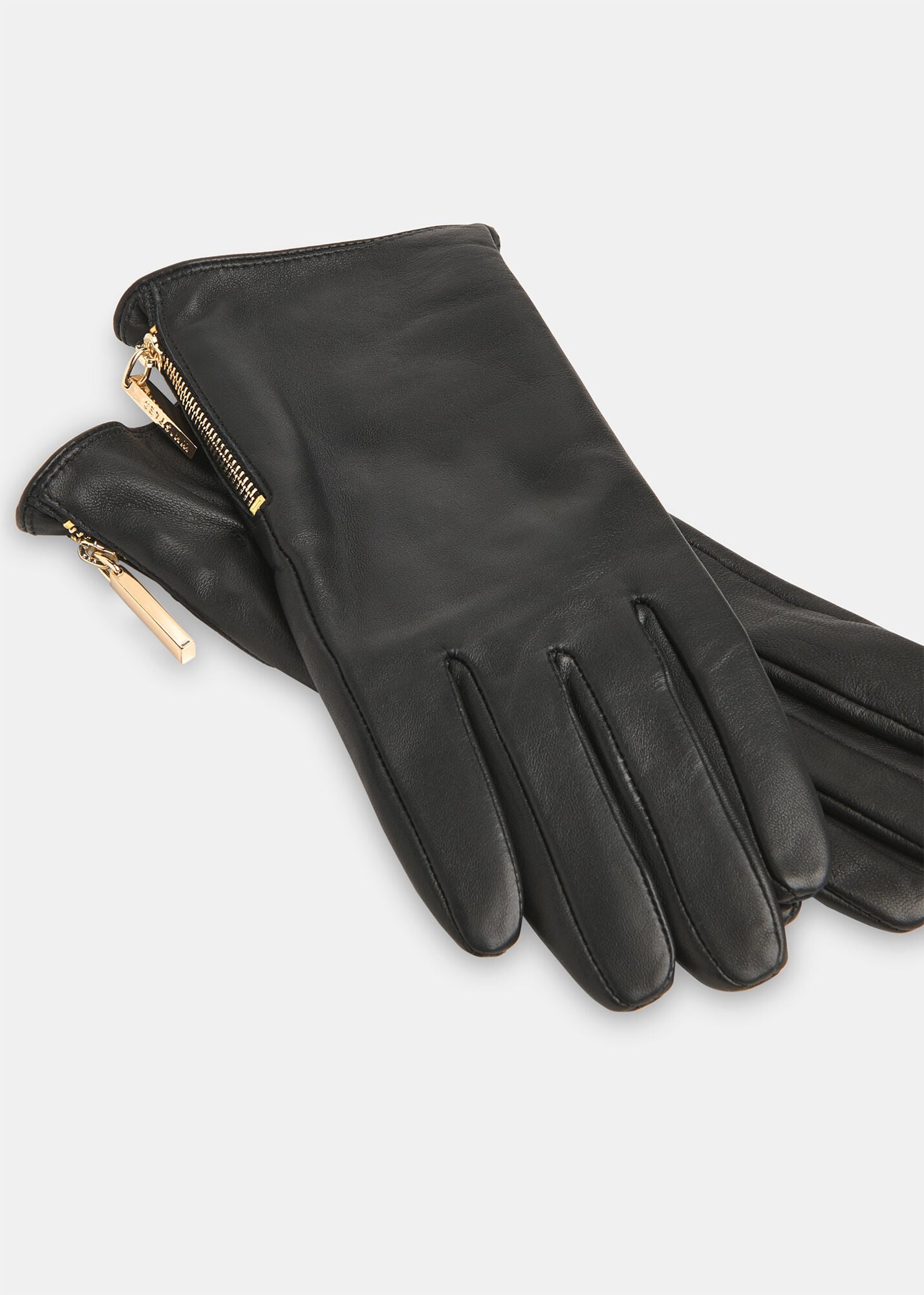Black Zip Leather Gloves | WHISTLES | Whistles US |