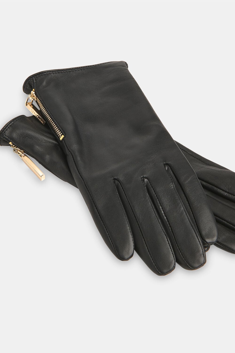 Black Zip Leather Gloves