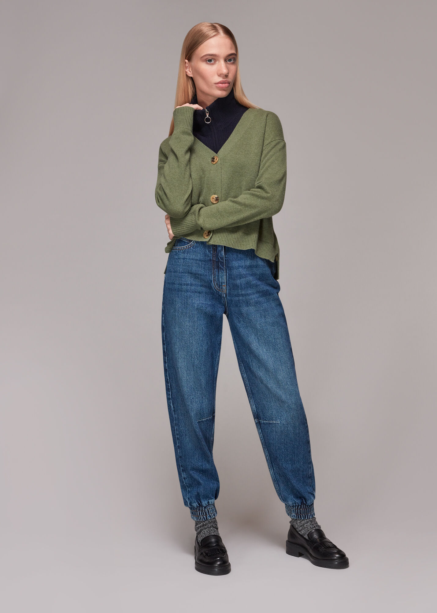 Whistles green cashmere jumper top