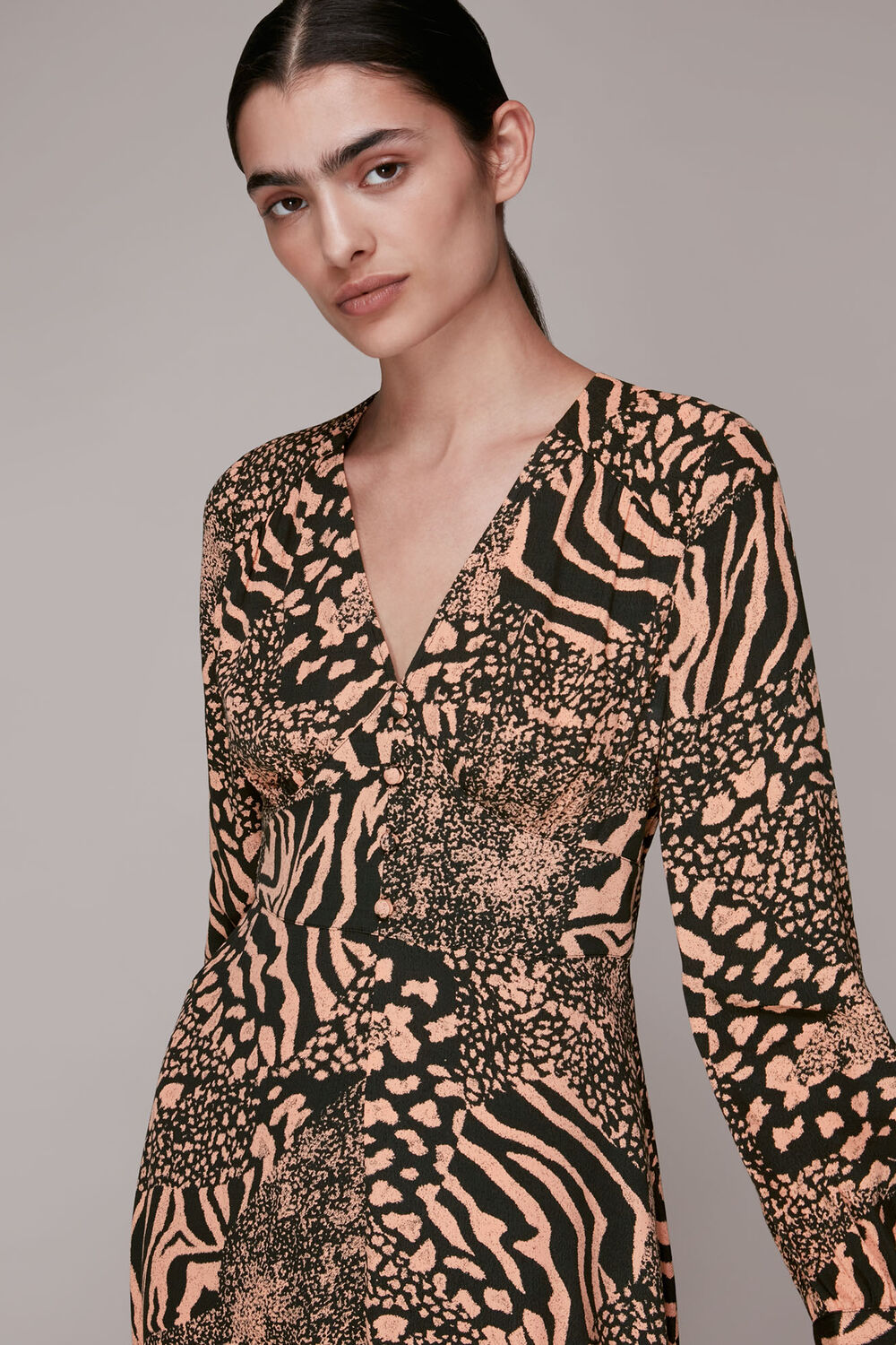 Patchwork Animal Midi Dress