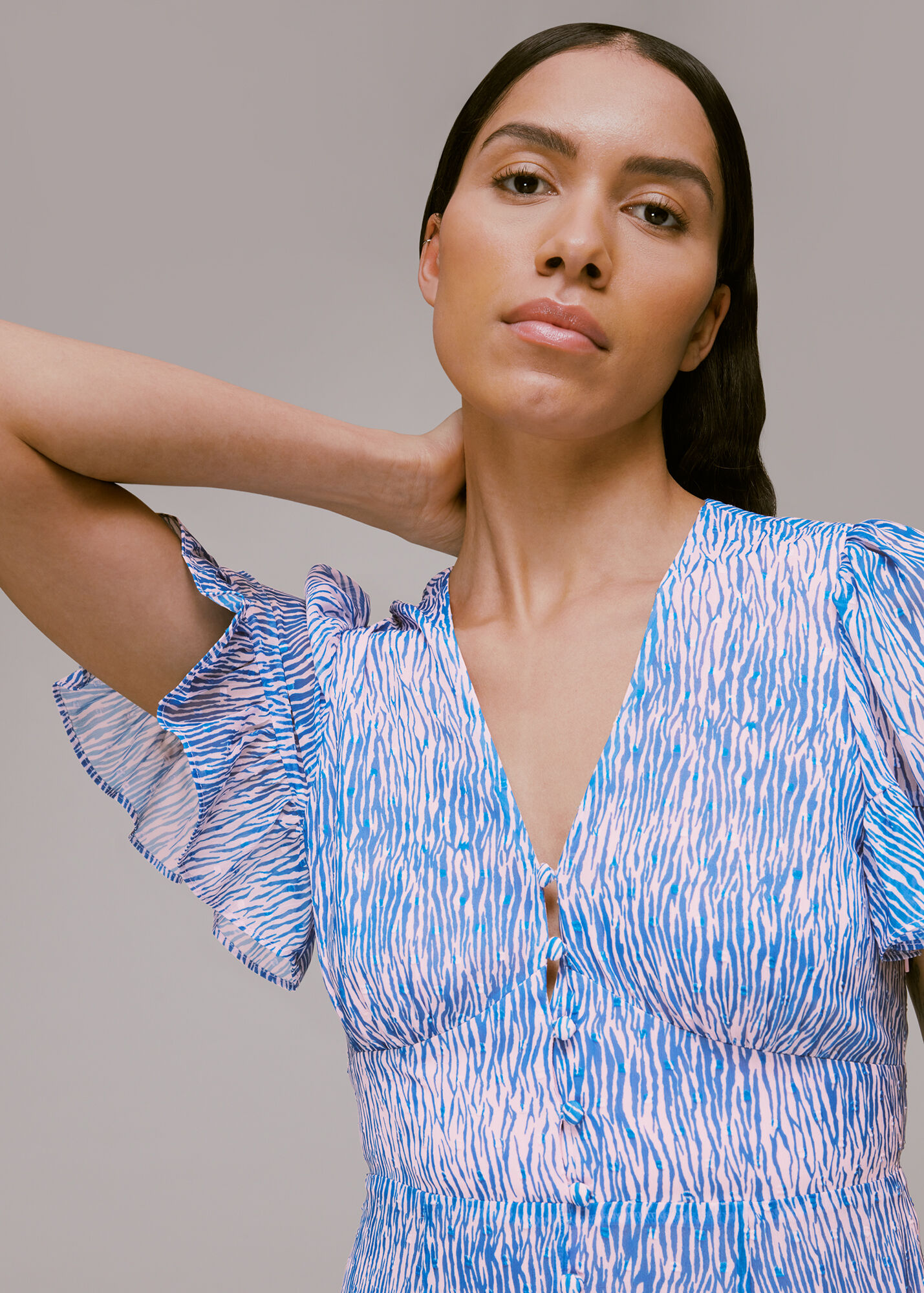 Multicolour Tiger Dobby Midi Dress WHISTLES Whistles US