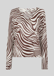 Graphic Zebra Print Linen Knit Brown/Multi