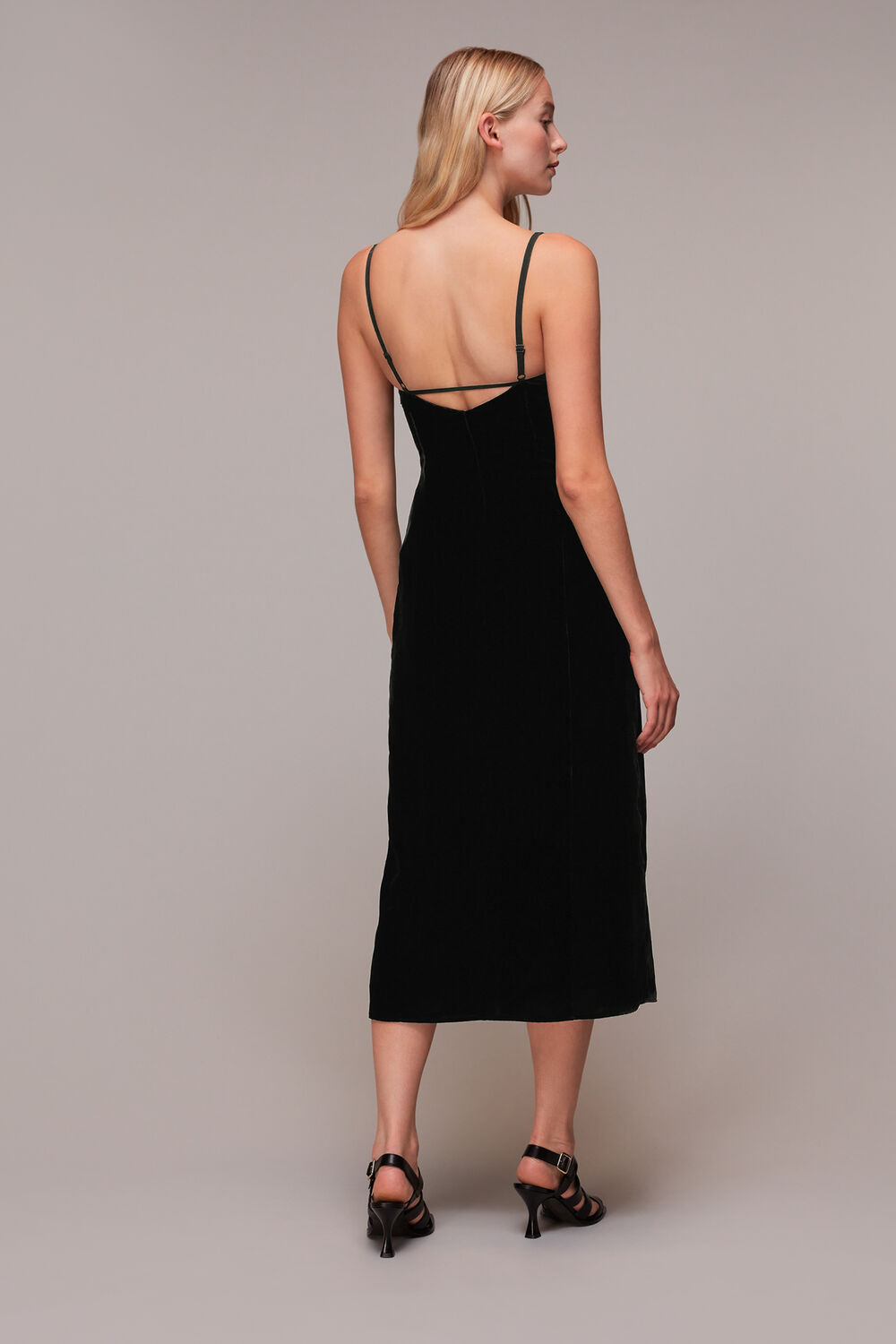 Black Cut Out Velvet Slip Dress
