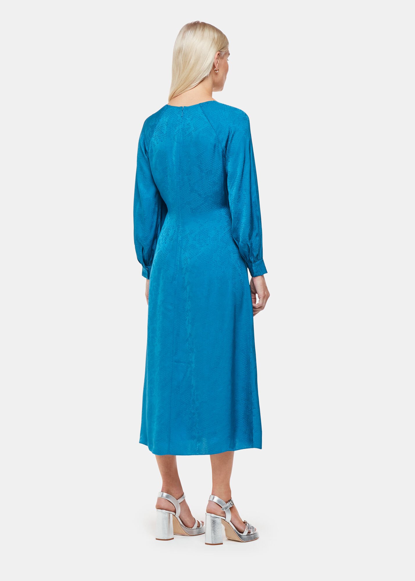 Blue Petite Serpent Jacquard Midi Dress WHISTLES Whistles UK