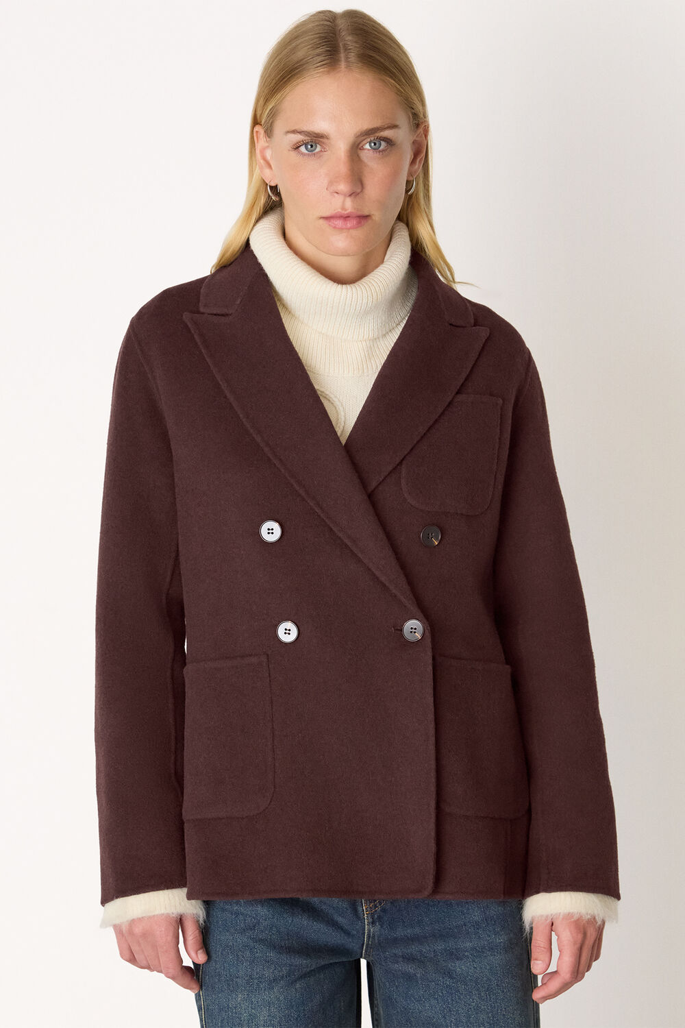 Chocolate Wool Blazer Coat