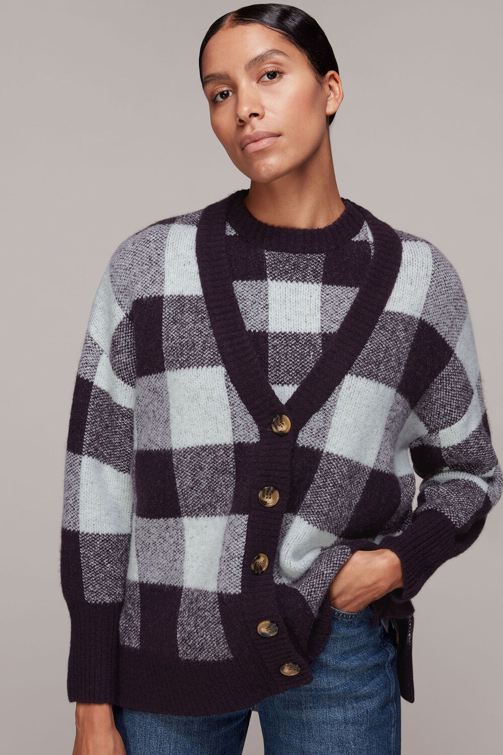 Checked Cardigan