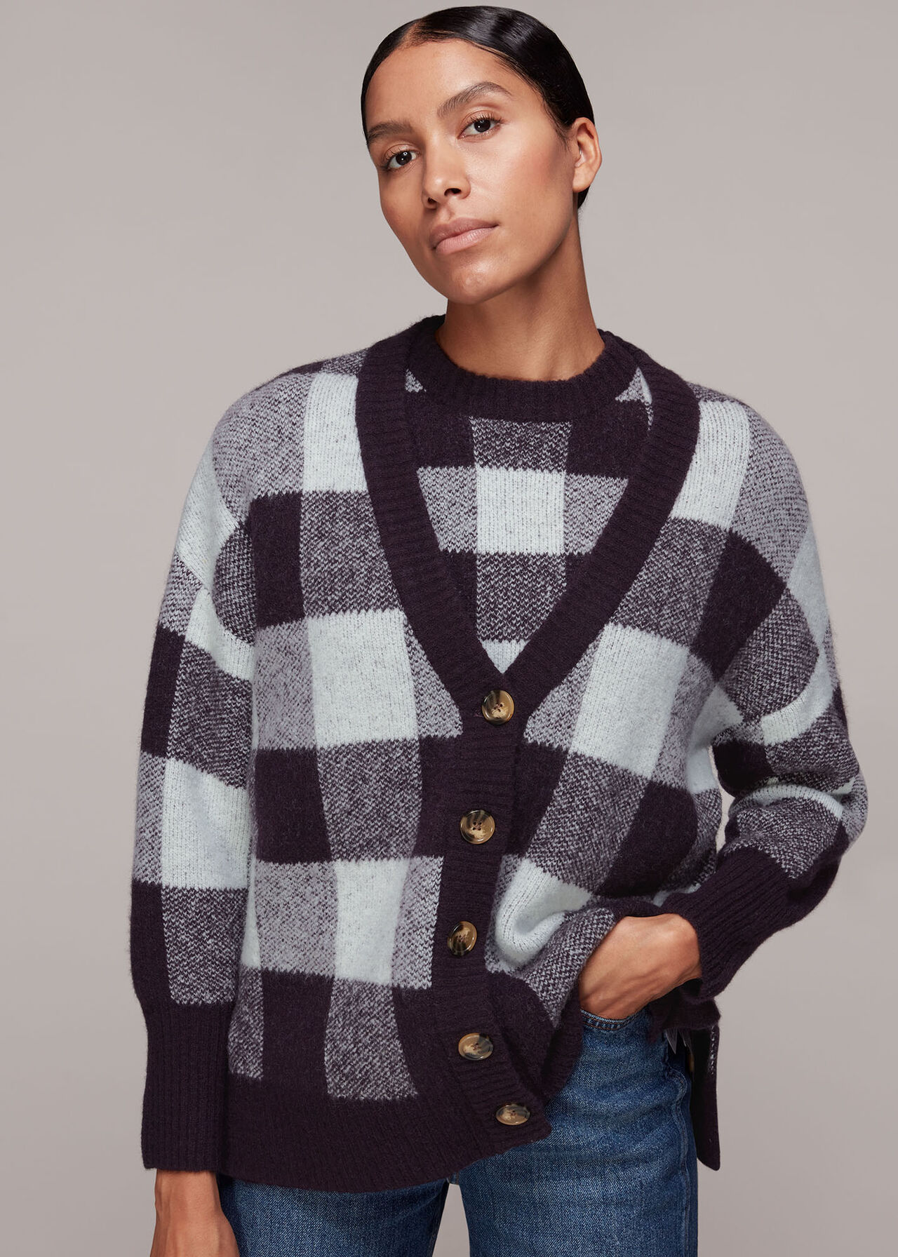 Checked Cardigan