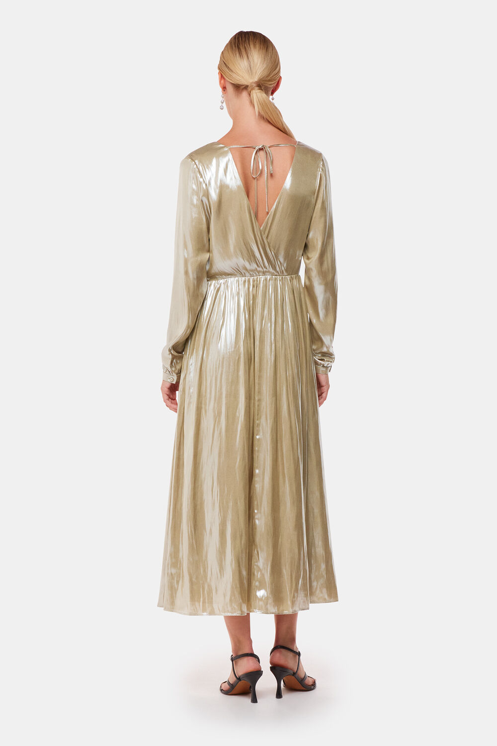 Metallic Wrap Front Dress
