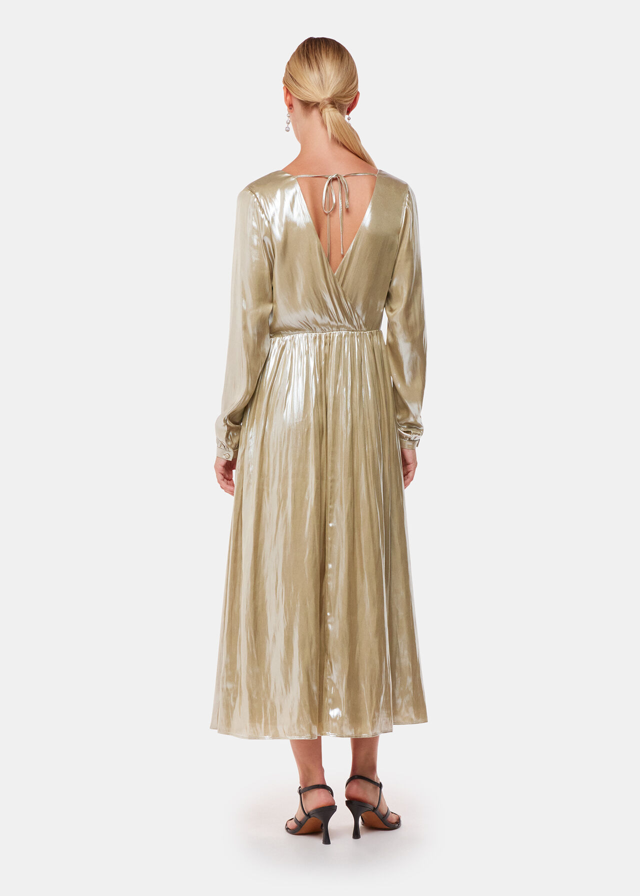 Metallic Wrap Front Dress