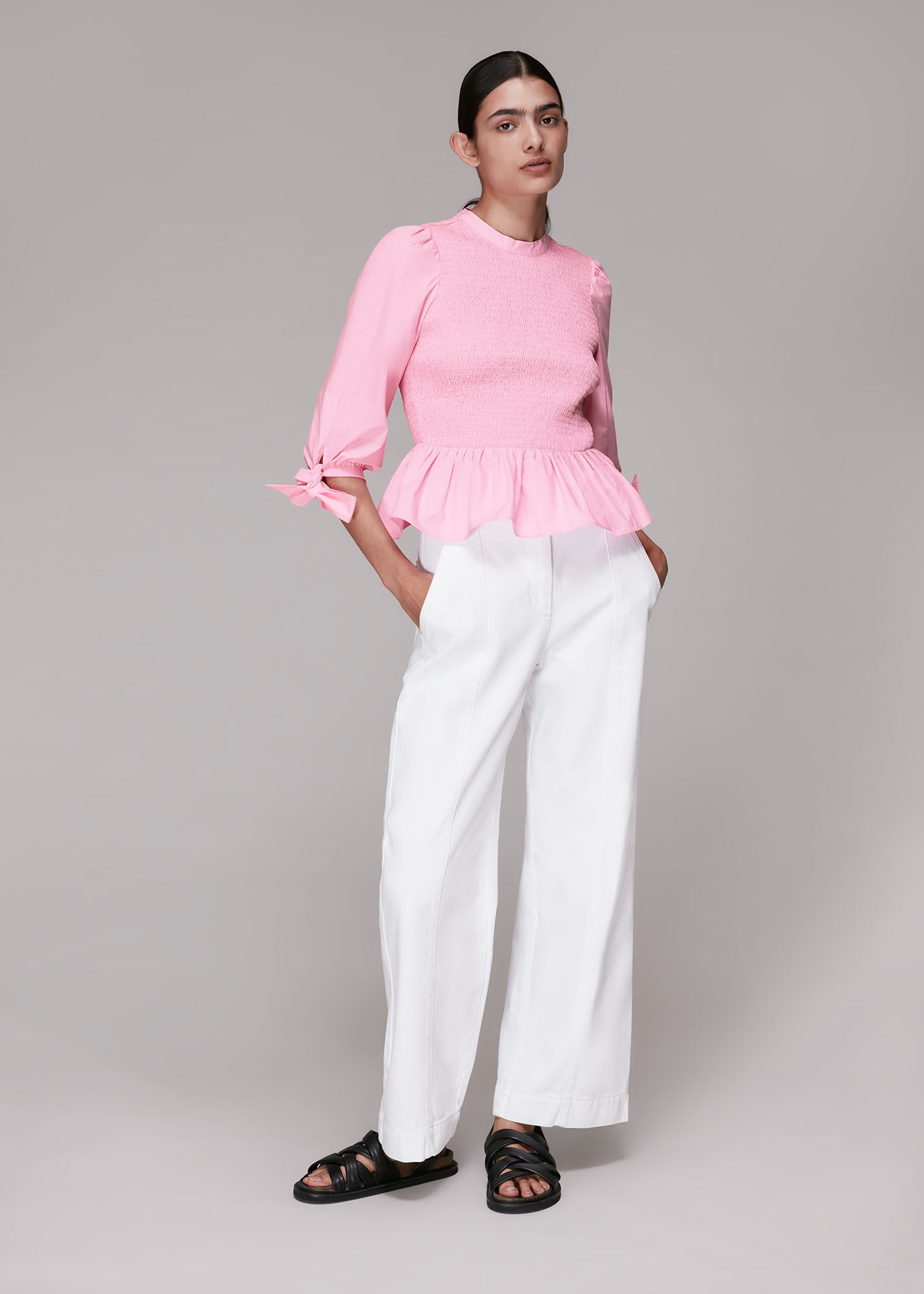 Shirred shop peplum top