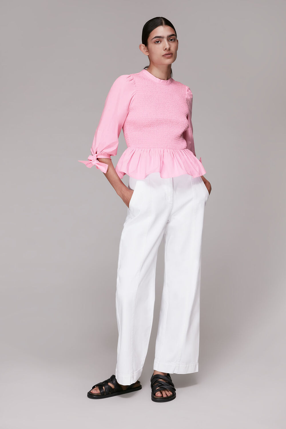 Shirred Detail Peplum Top