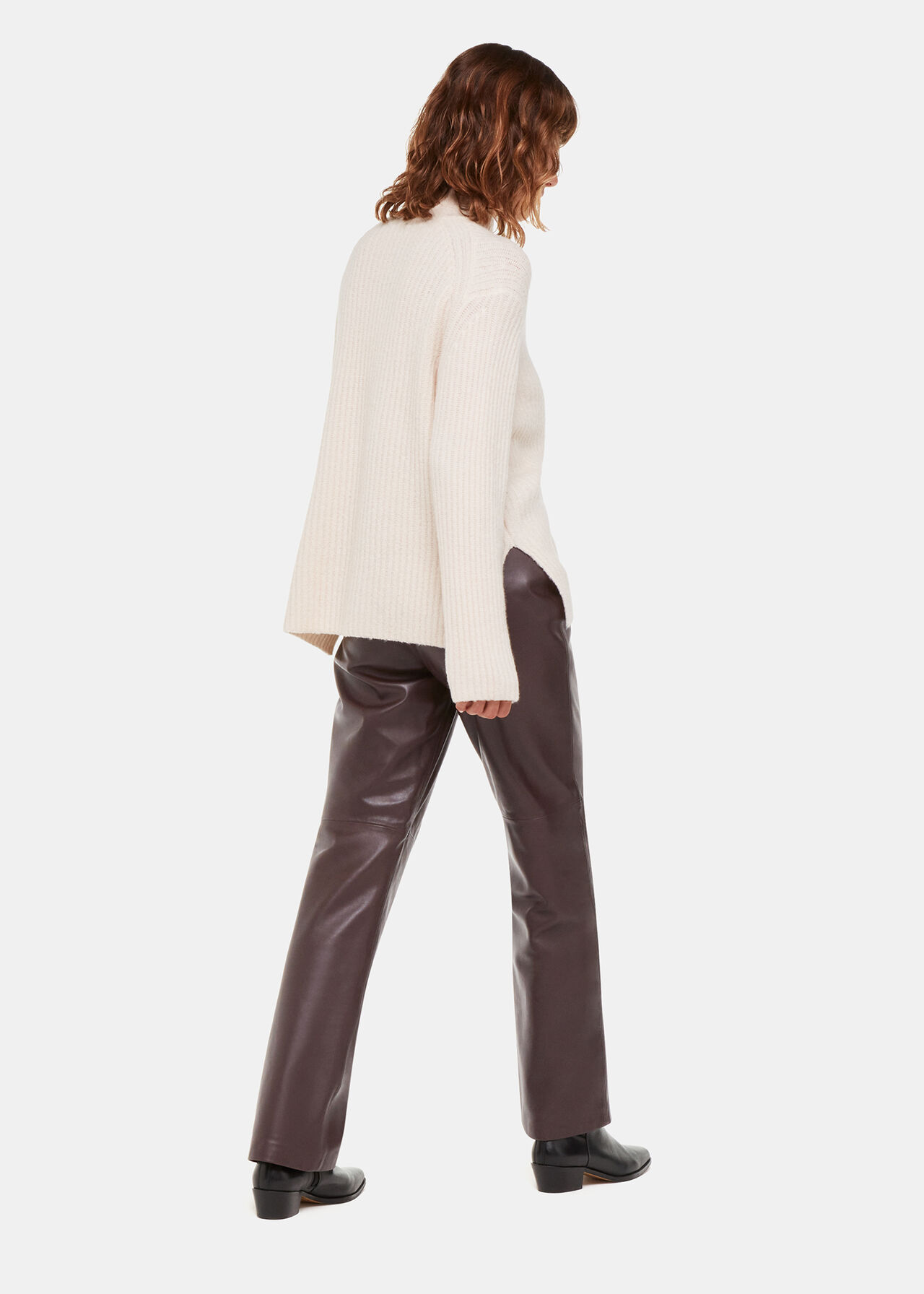 Flat Front Leather Trousers