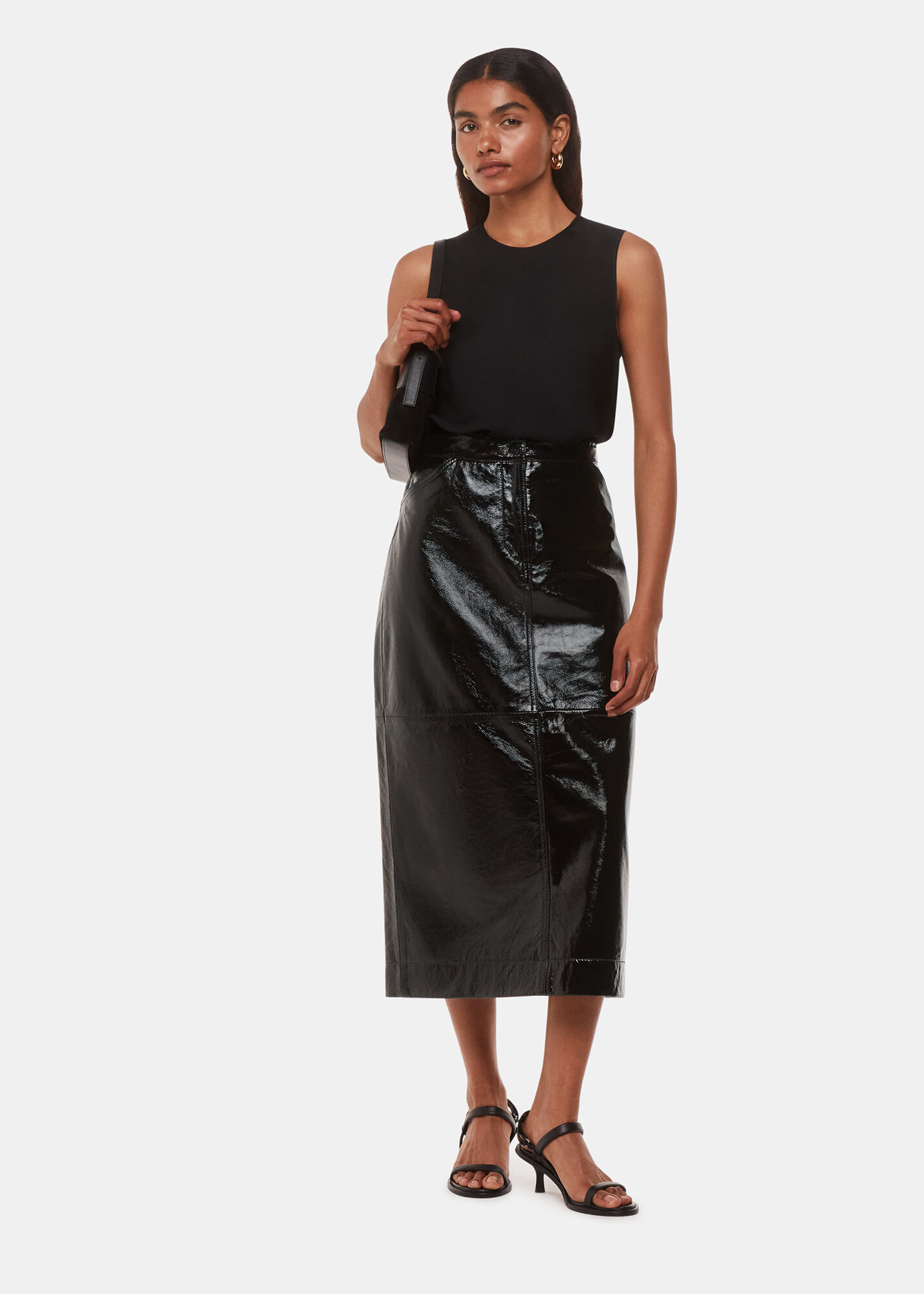Faux patent cheap leather skirt
