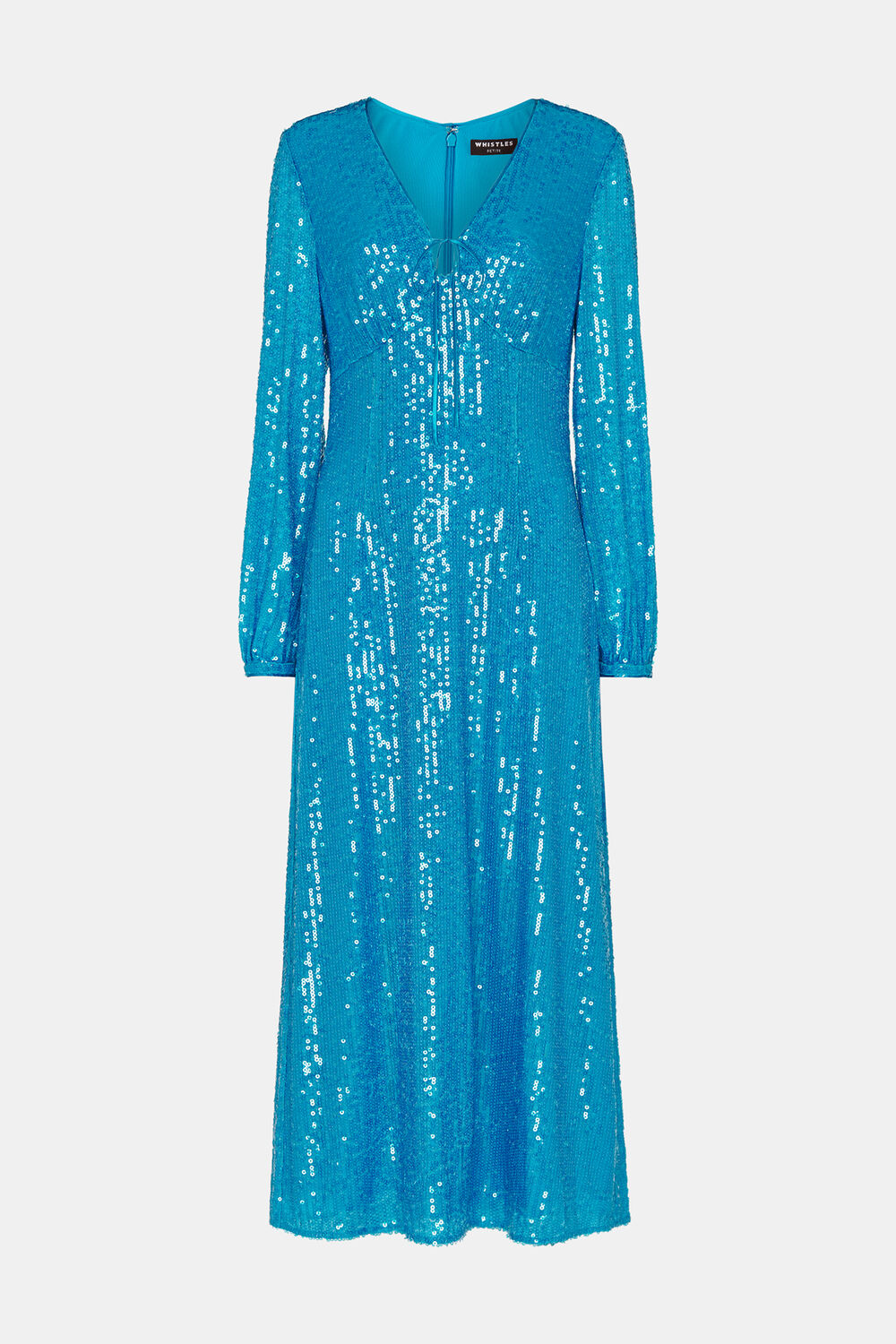 Blue Petite Sequin Keyhole Midi Dress