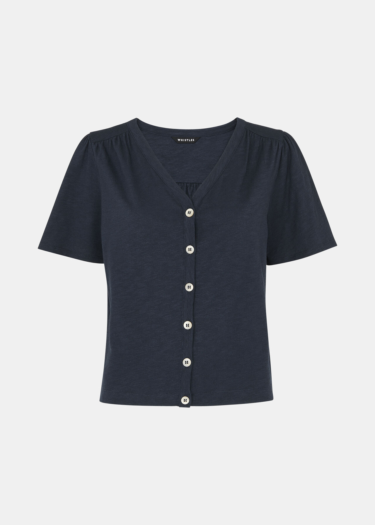 Maeve V Neck Button Front Tee