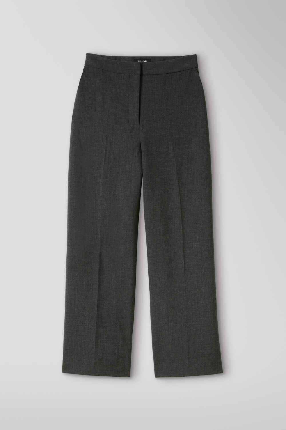 Grey Petite High Rise Straight Trouser