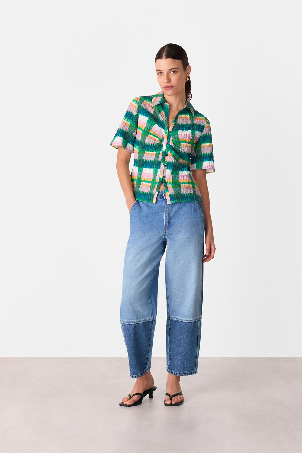Green Checked Button Shirt