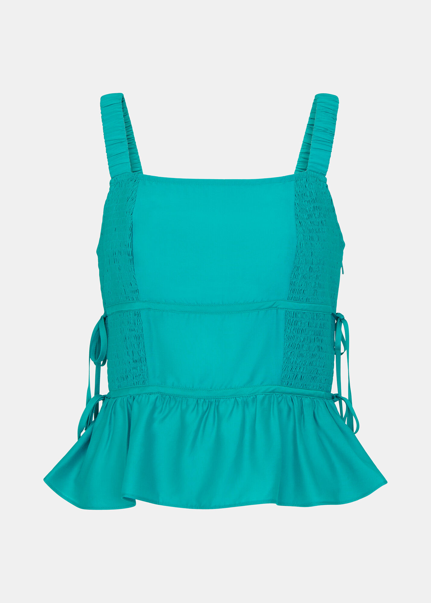 Turquoise Tie Side Shirred Top | WHISTLES | Whistles US |