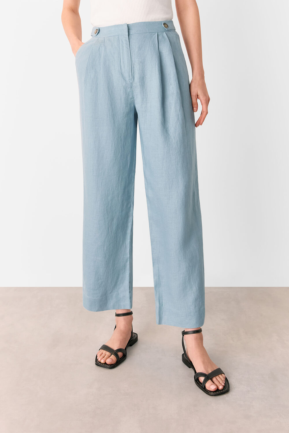 Pale Blue Millie Linen Trouser