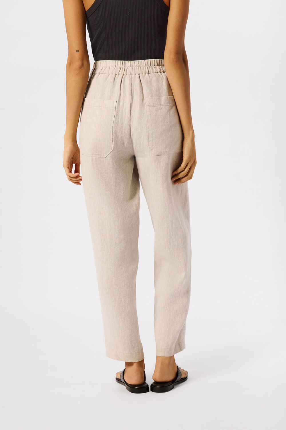 Petite Linen Barrel Leg Trouser