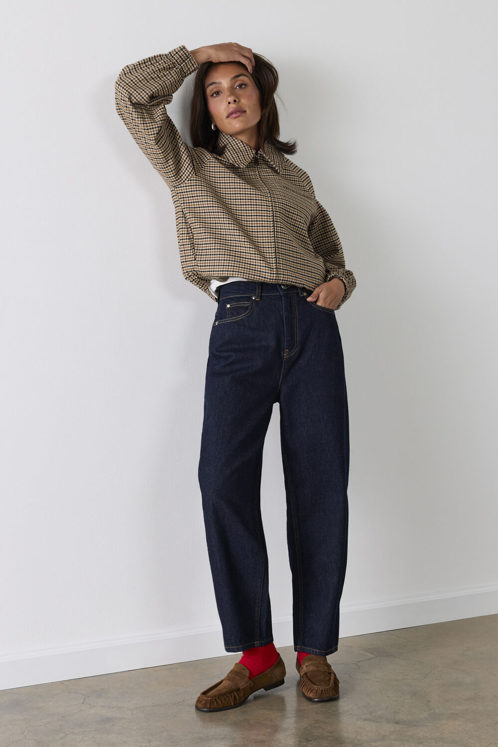 Dark Denim Authentic Barrel Leg Jean