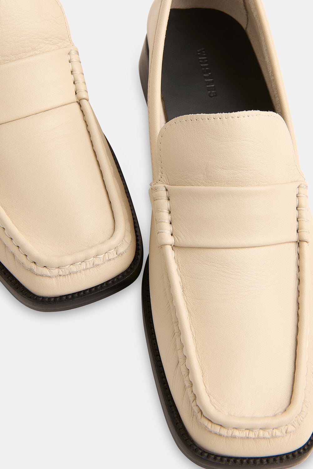 White Mora Square Toe Loafer