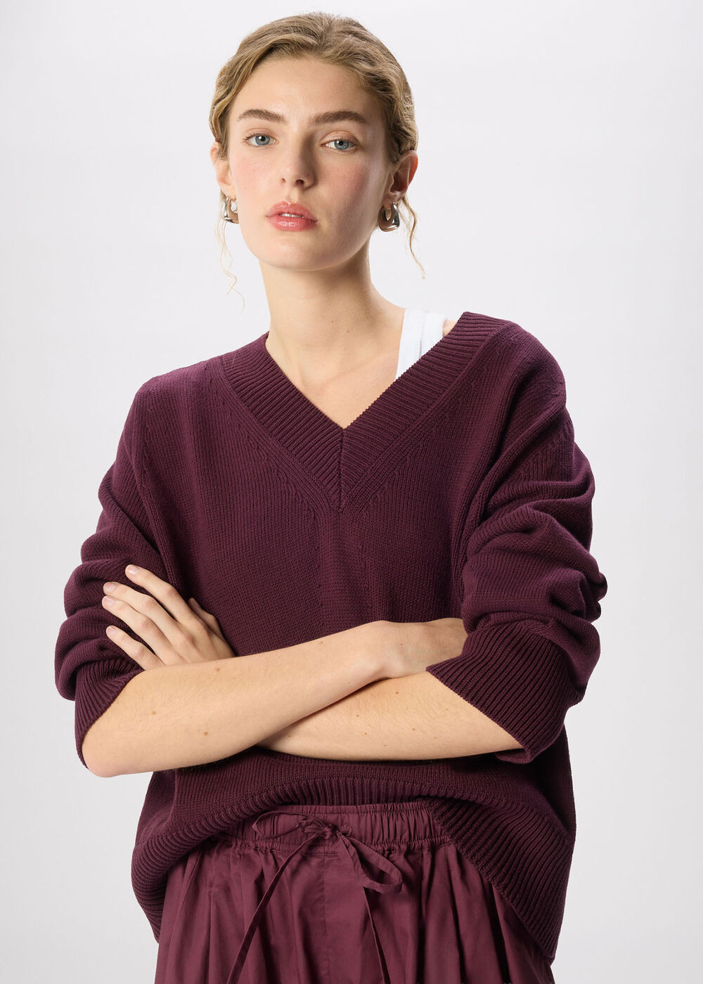 Cotton V Neck Relaxed Knit