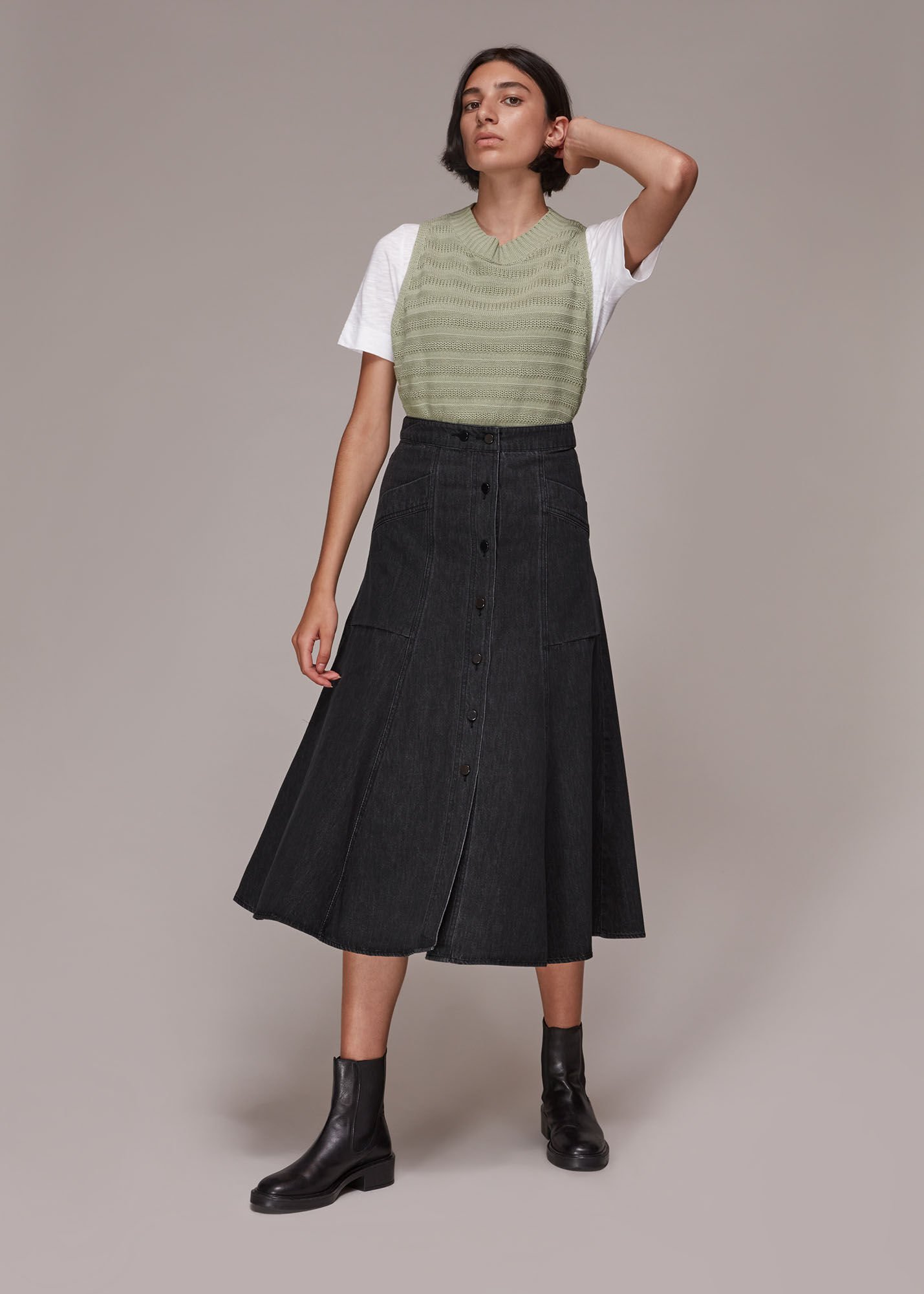 Flared shop jean skirt