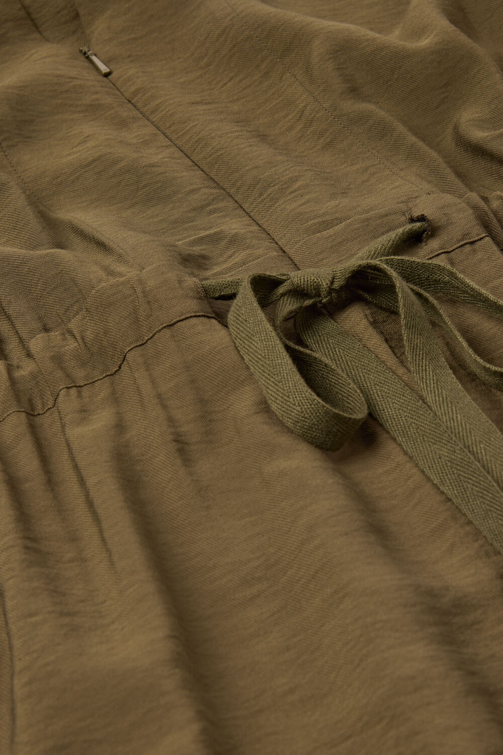 Khaki Sleeveless Drawstring Jumpsuit