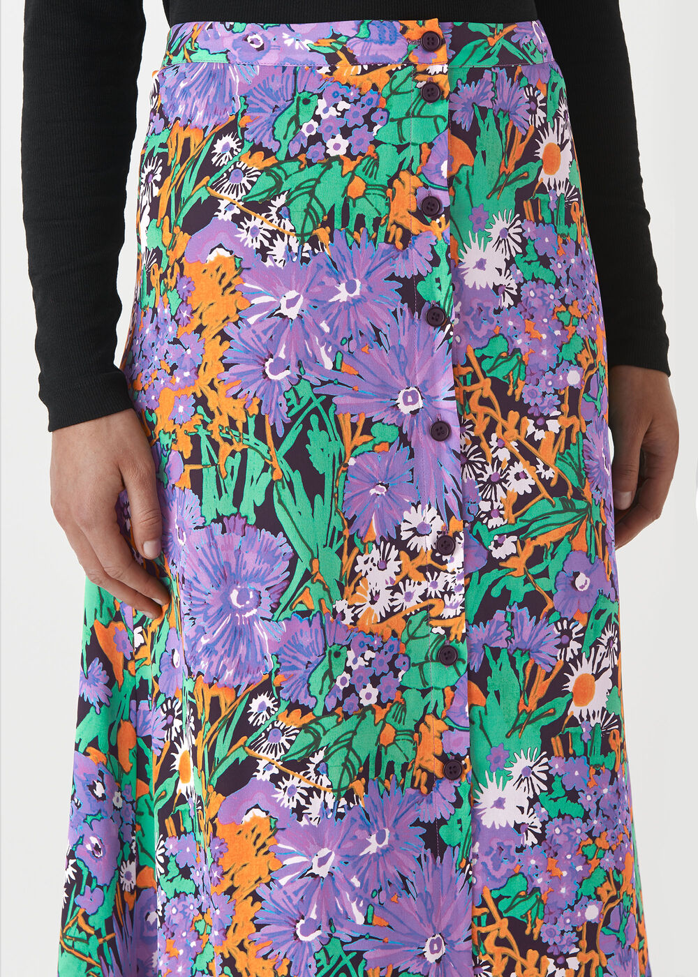 Simone Floral Print Silk Skirt