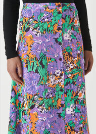 Simone Floral Print Silk Skirt