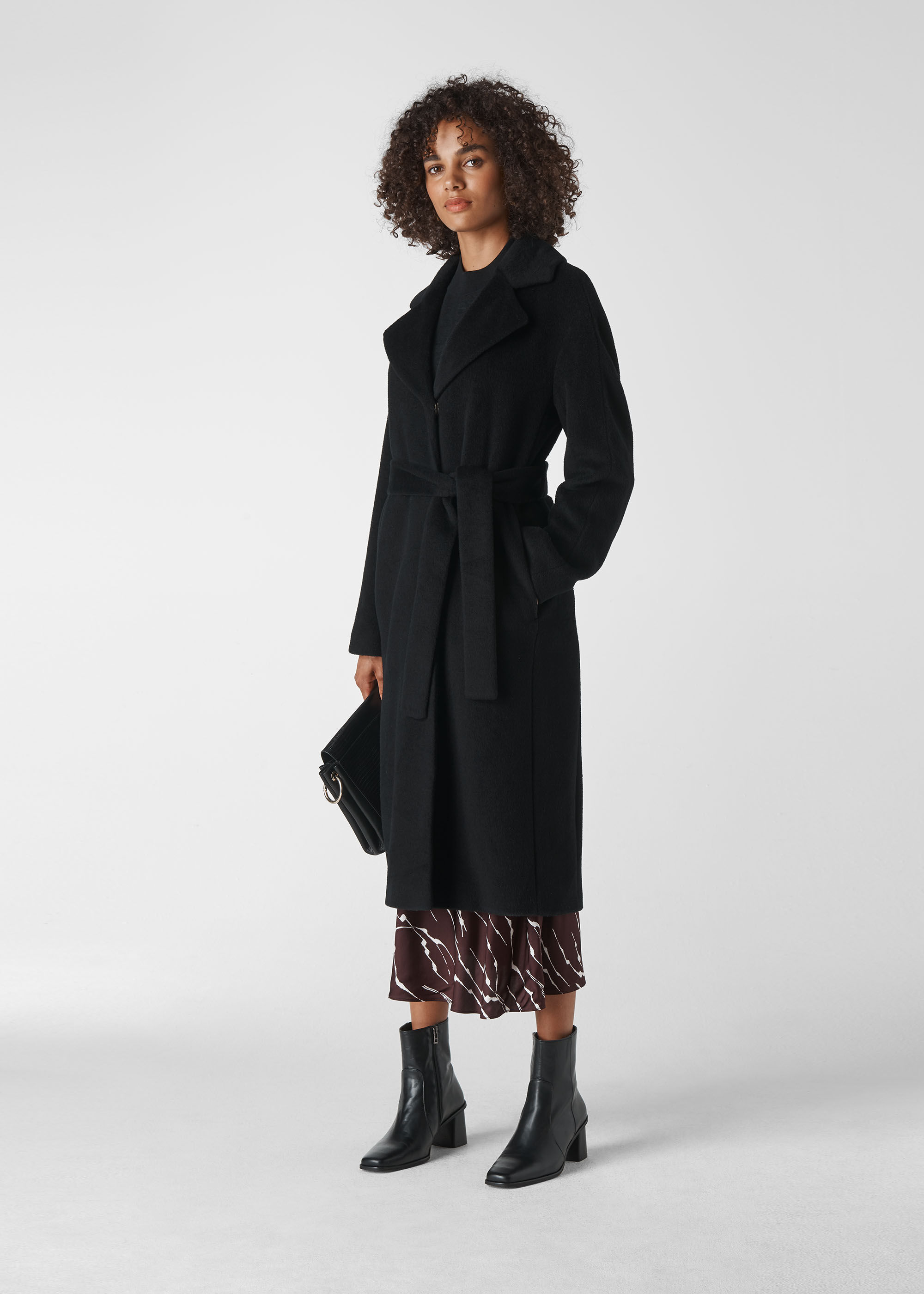 Black belted best sale coat
