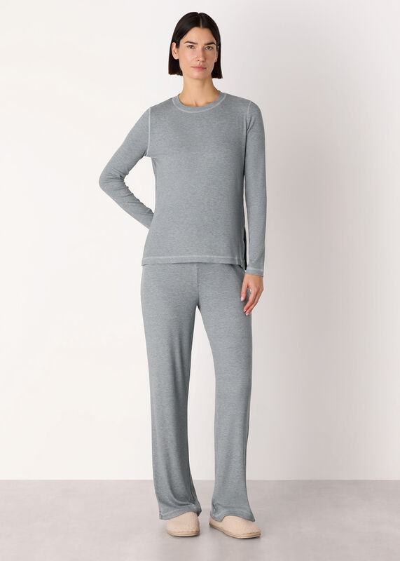 Grey Marl Rib Jersey Pyjama Top