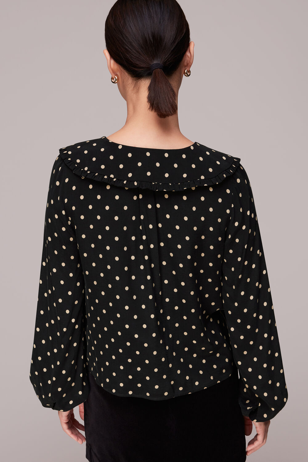 Spot Print Collar Top