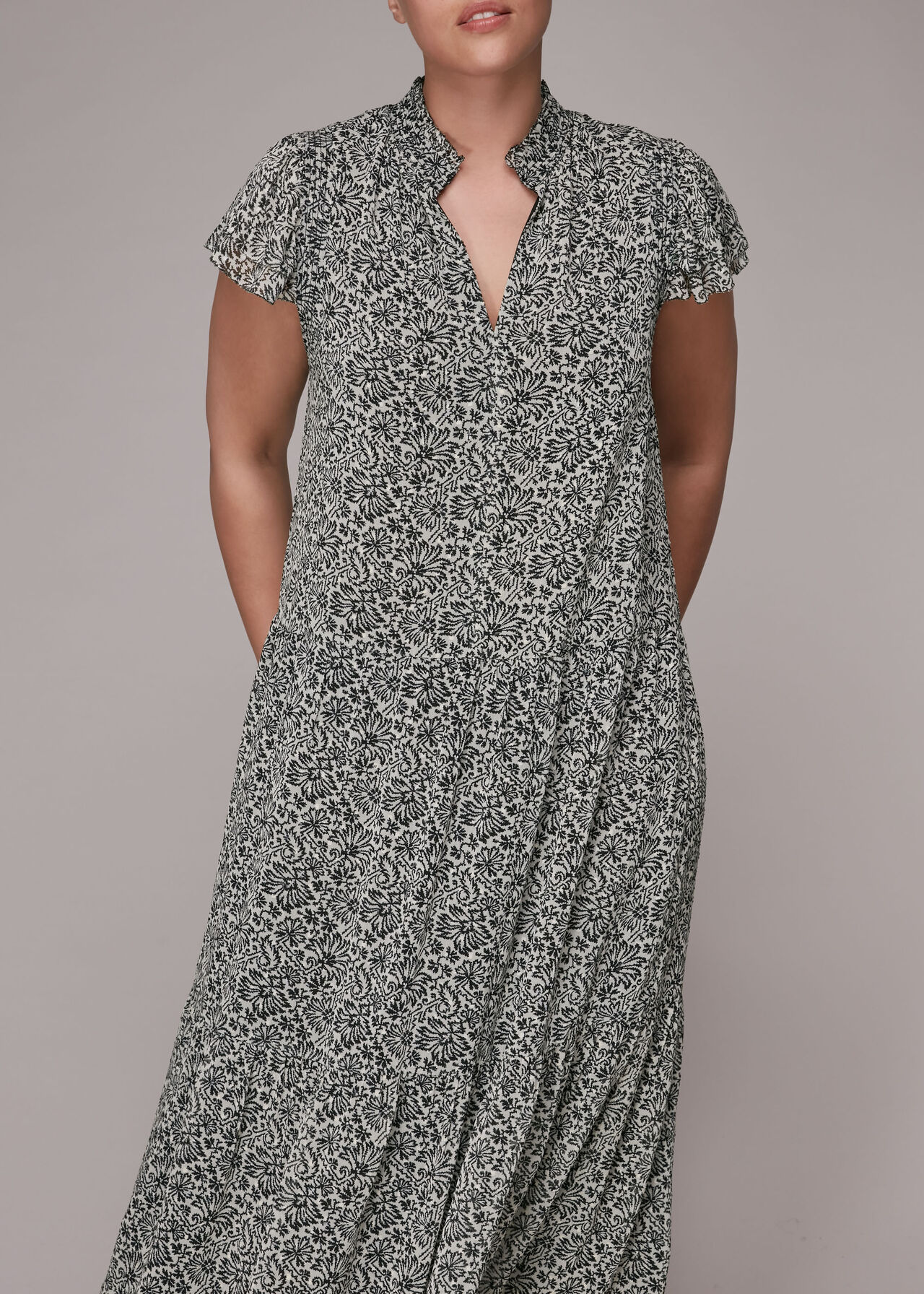 Indo Floral Print Tiered Dress