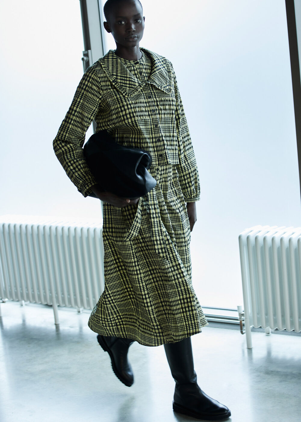 NORA GINGHAM CHECK MIDI DRESS