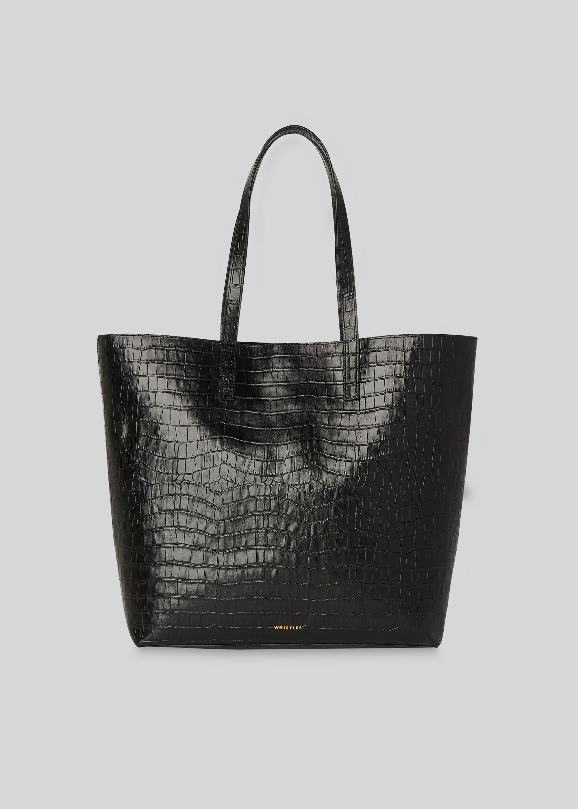 Black Denmark Unlined Croc Tote 