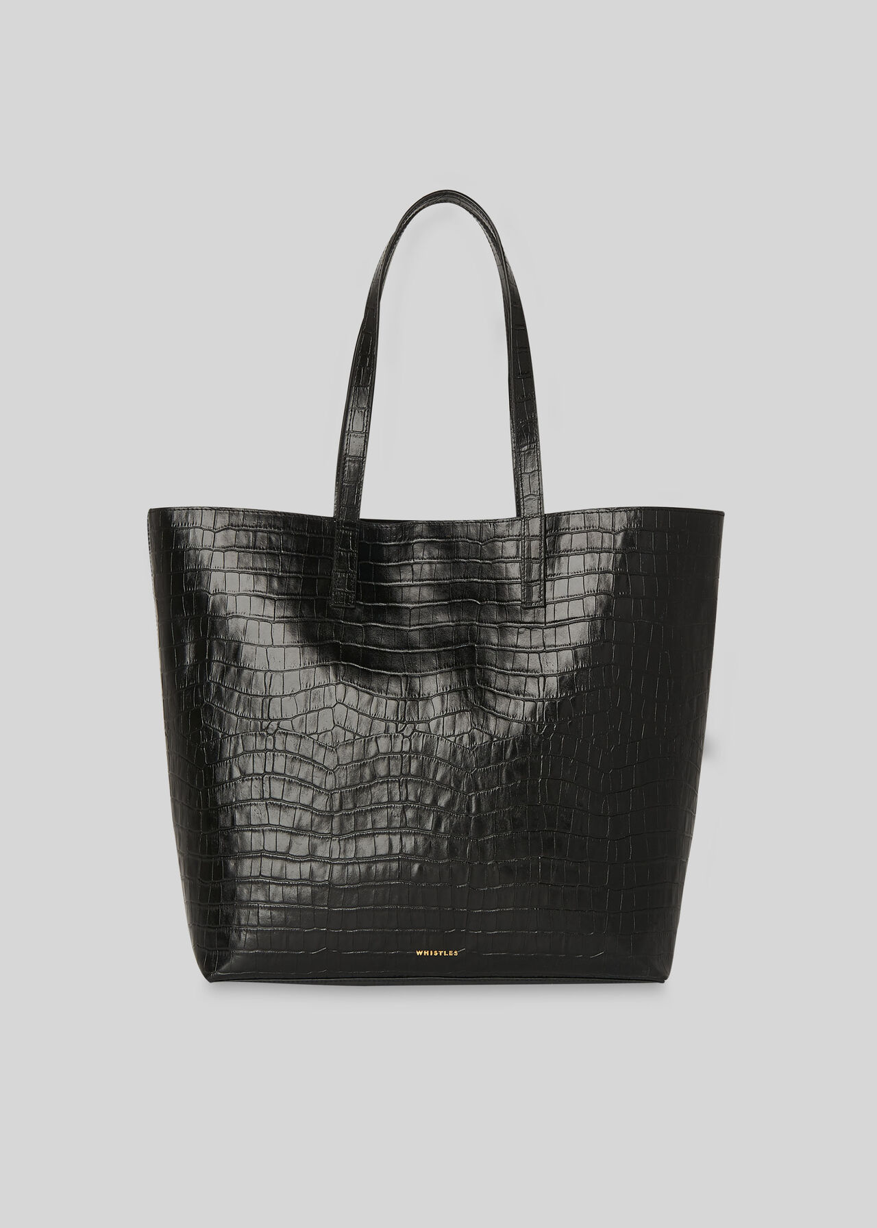 Denmark Unlined Croc Tote Black