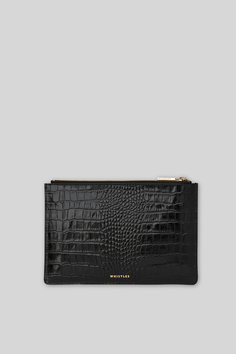 Shiny Croc Small Clutch Black